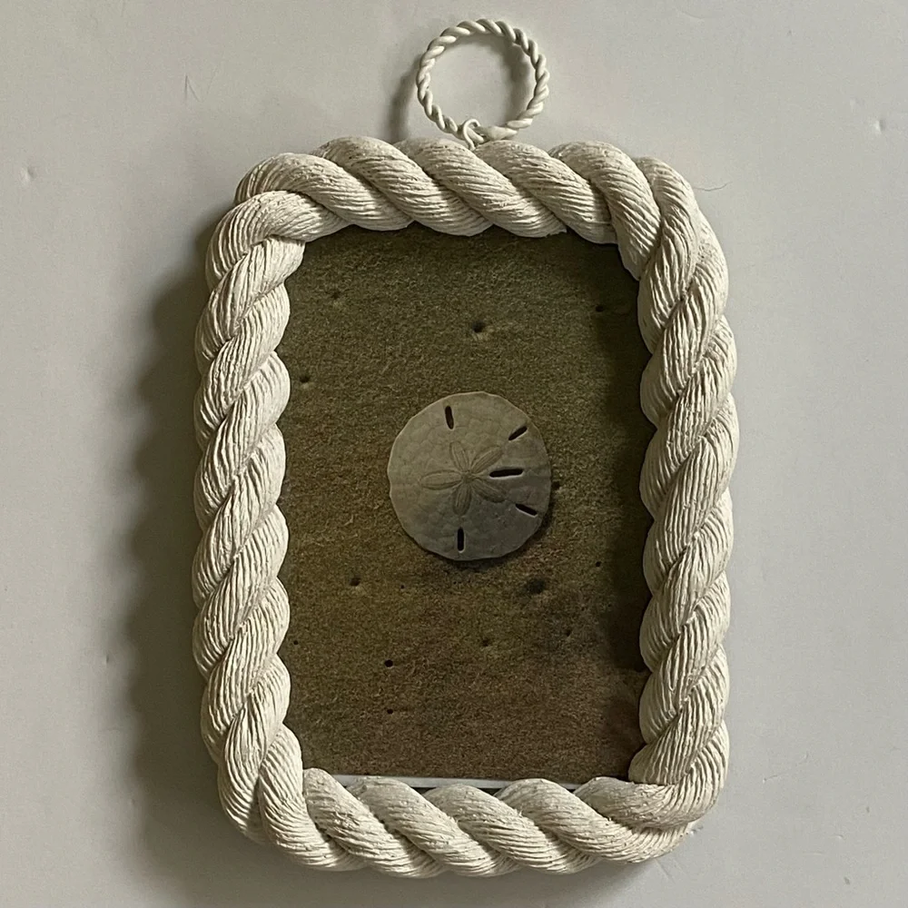 Rope Frame Sheffield Home Nautical Resin White Twisted 4 X 6 Photo Beach EUC